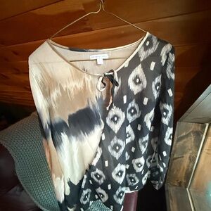 New York & Company Black and Cream Blouse